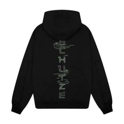 Derschutze Sashiko Hoodie Black